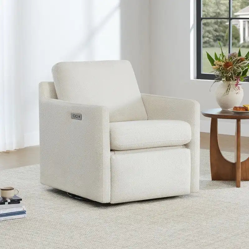 Power Swivel Recliner Accent Chair Wall Hugger with USB & Type-C Ports