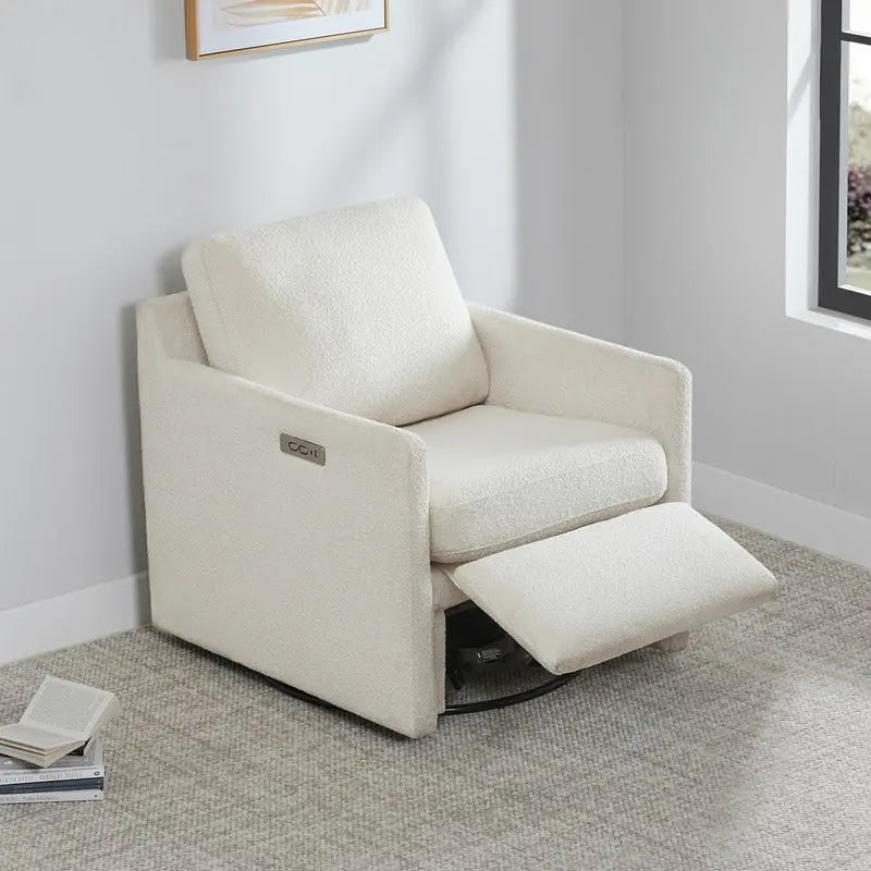 Power Swivel Recliner Accent Chair Wall Hugger with USB & Type-C Ports