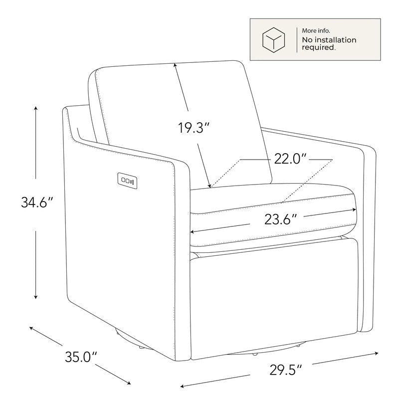 Power Swivel Recliner Accent Chair Wall Hugger with USB & Type-C Ports