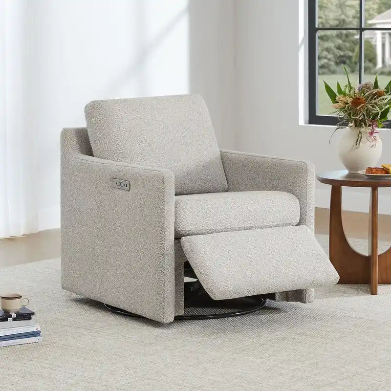 Power Swivel Recliner Accent Chair Wall Hugger with USB & Type-C Ports