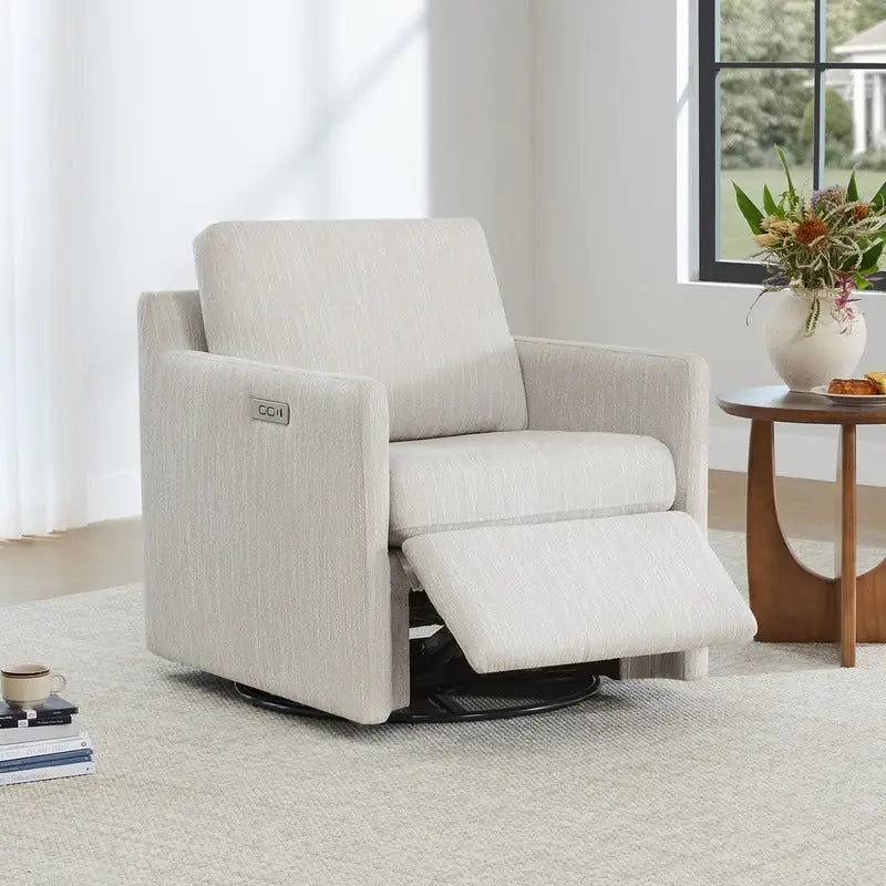 Power Swivel Recliner Accent Chair Wall Hugger with USB & Type-C Ports