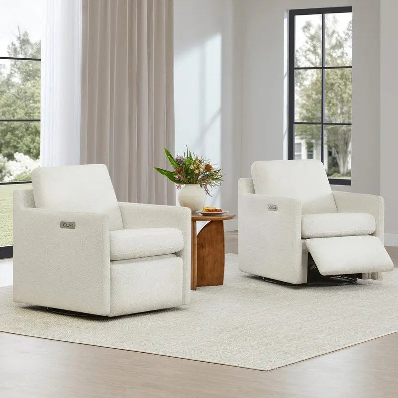 Power Swivel Recliner Accent Chair Wall Hugger with USB & Type-C Ports