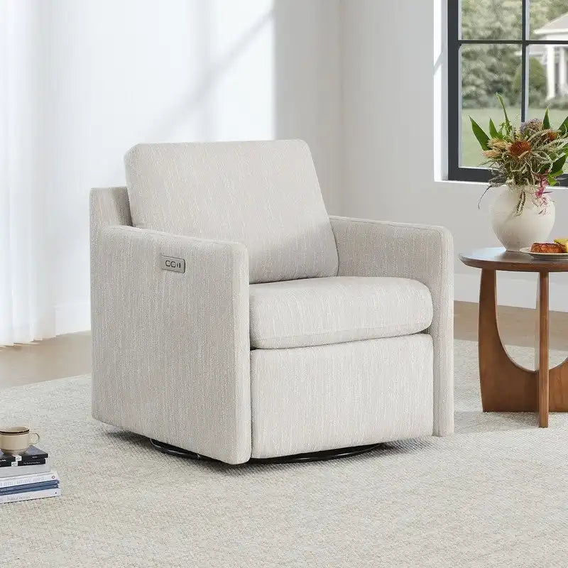 Power Swivel Recliner Accent Chair Wall Hugger with USB & Type-C Ports
