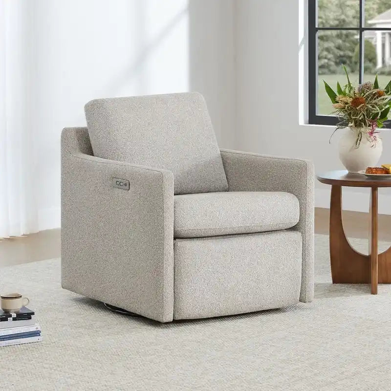 Power Swivel Recliner Accent Chair Wall Hugger with USB & Type-C Ports