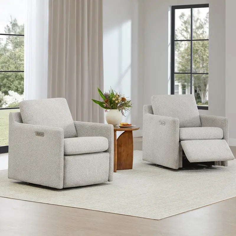 Power Swivel Recliner Accent Chair Wall Hugger with USB & Type-C Ports