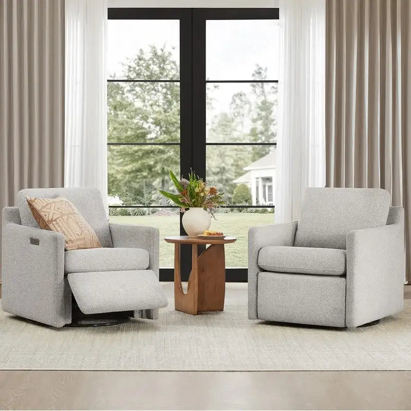 Power Swivel Recliner Accent Chair Wall Hugger with USB & Type-C Ports