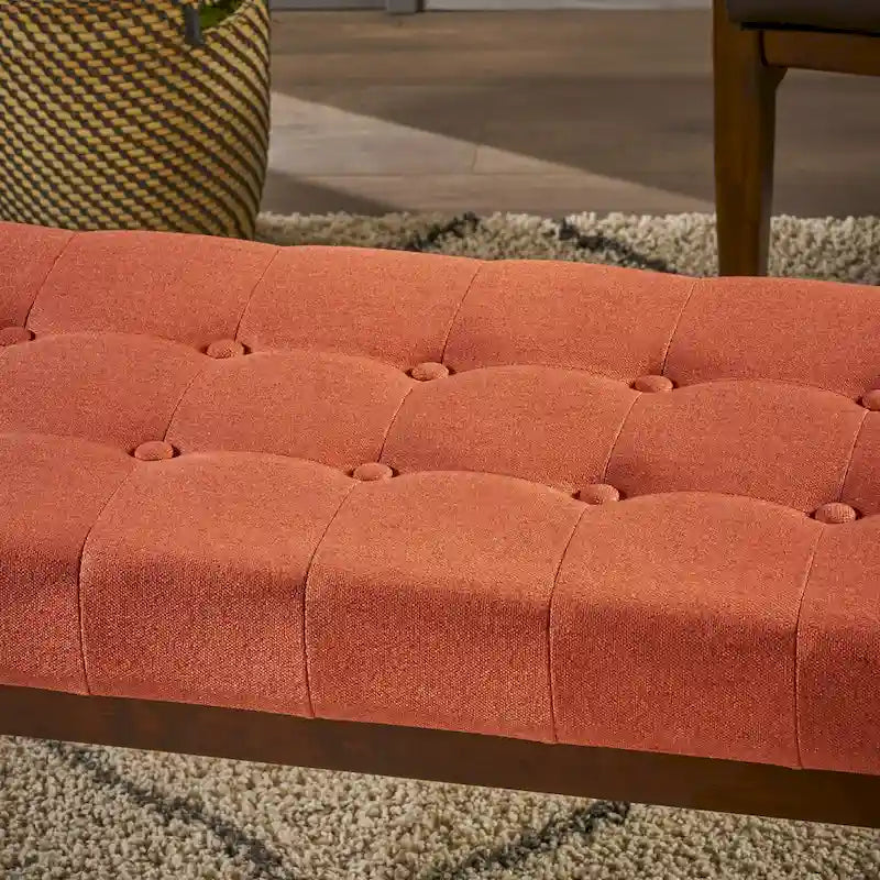 Tufted Fabric Ottoman Bench