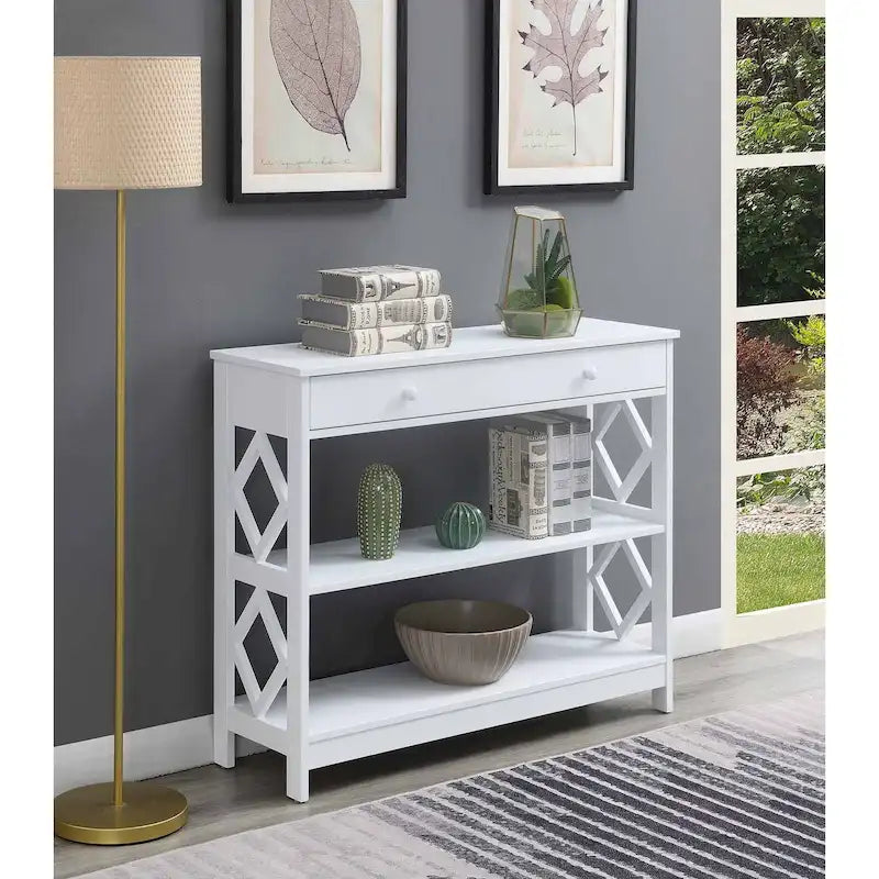 Diamond 1 Drawer Console Table with Shelves