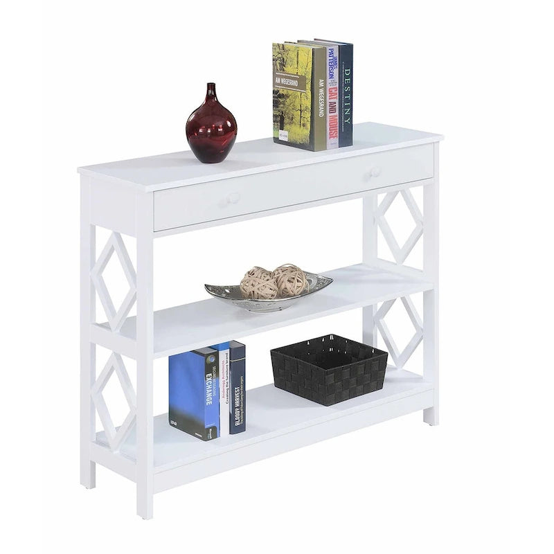 Diamond 1 Drawer Console Table with Shelves