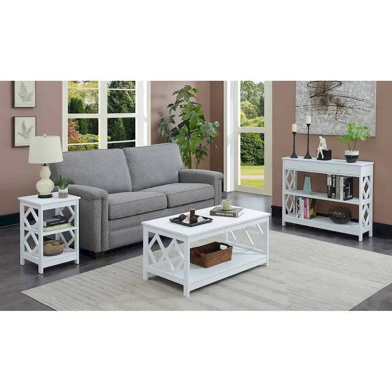 Diamond 1 Drawer Console Table with Shelves