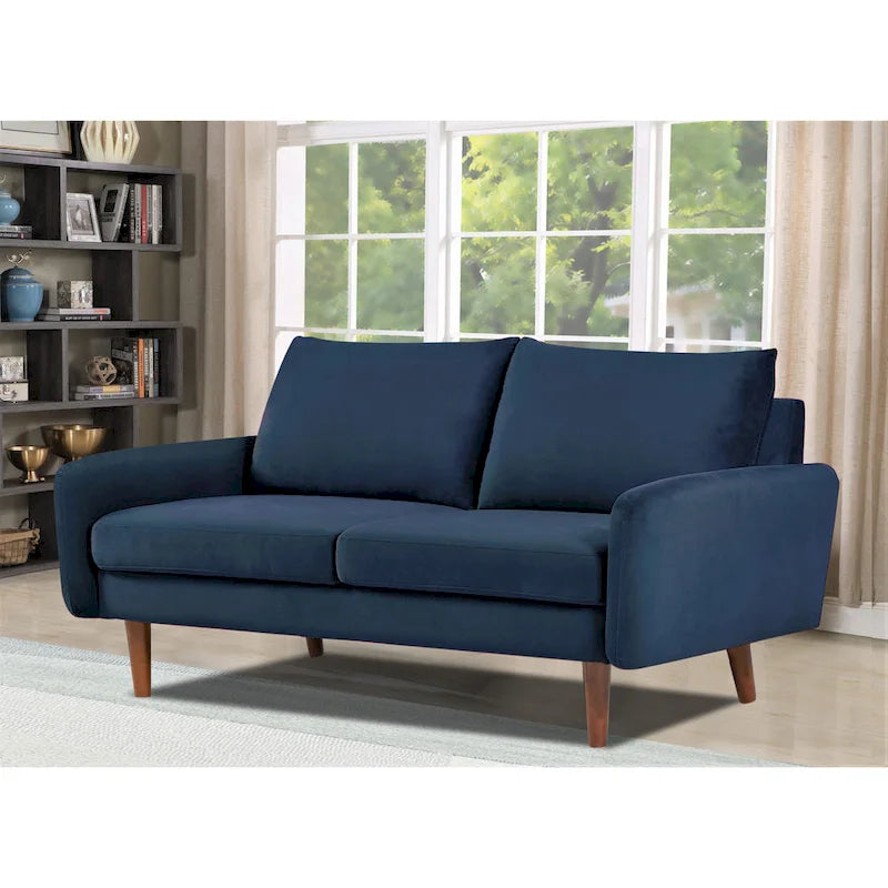 58W Tapered Legs Velvet Loveseat Sofa - European Style Modern Design