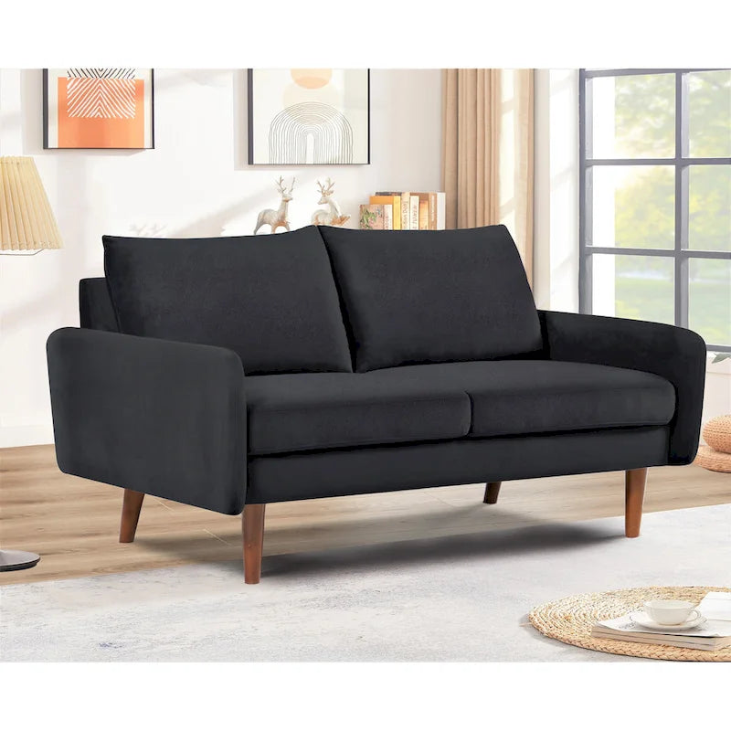58W-Samtsofa mit spitz zulaufenden Beinen - moderner europäischer Stil