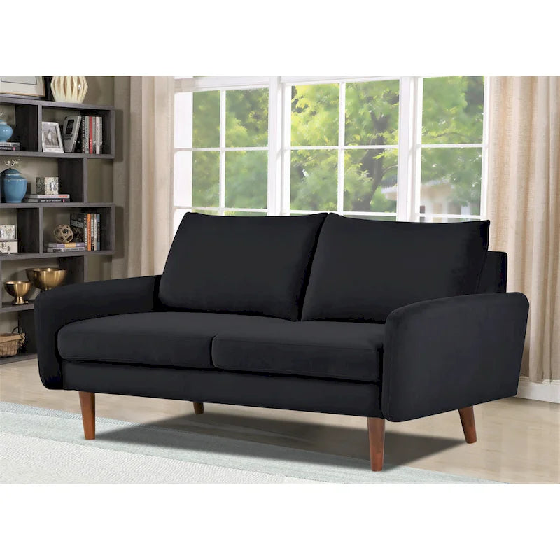 58W Tapered Legs Velvet Loveseat Sofa - European Style Modern Design