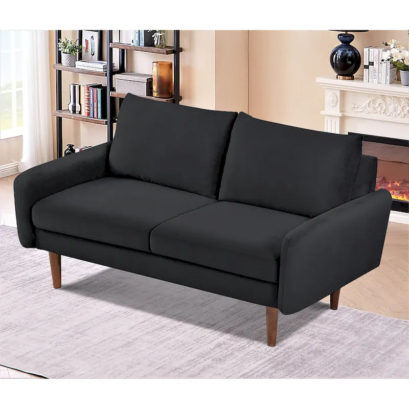 58W-Samtsofa mit spitz zulaufenden Beinen - moderner europäischer Stil