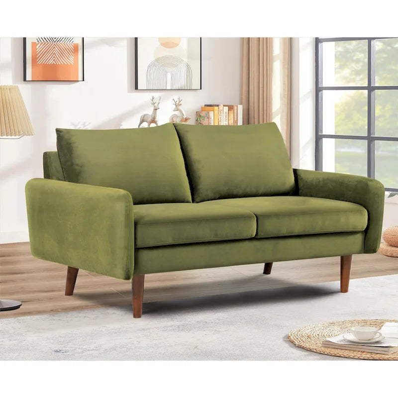 58W-Samtsofa mit spitz zulaufenden Beinen - moderner europäischer Stil