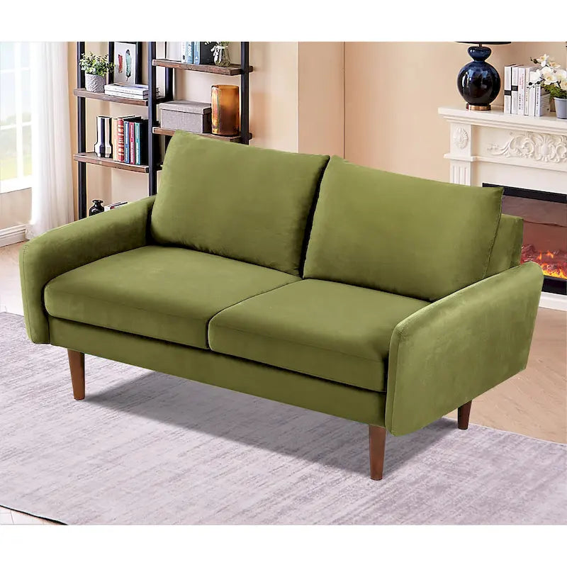 58W-Samtsofa mit spitz zulaufenden Beinen - moderner europäischer Stil