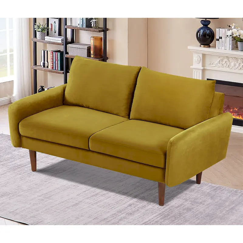58W-Samtsofa mit spitz zulaufenden Beinen - moderner europäischer Stil