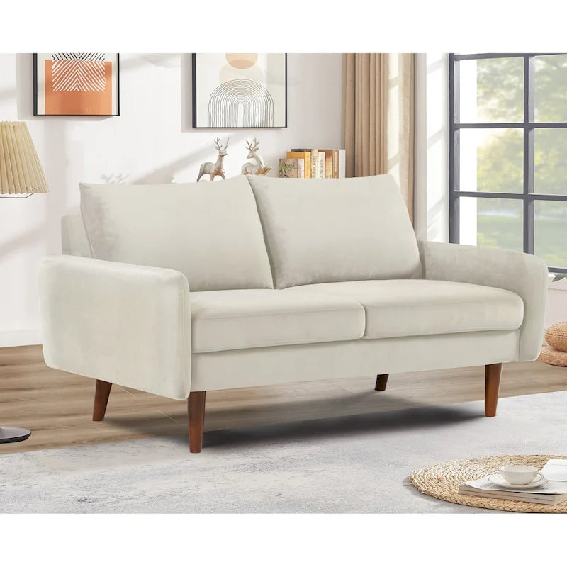 58W-Samtsofa mit spitz zulaufenden Beinen - moderner europäischer Stil
