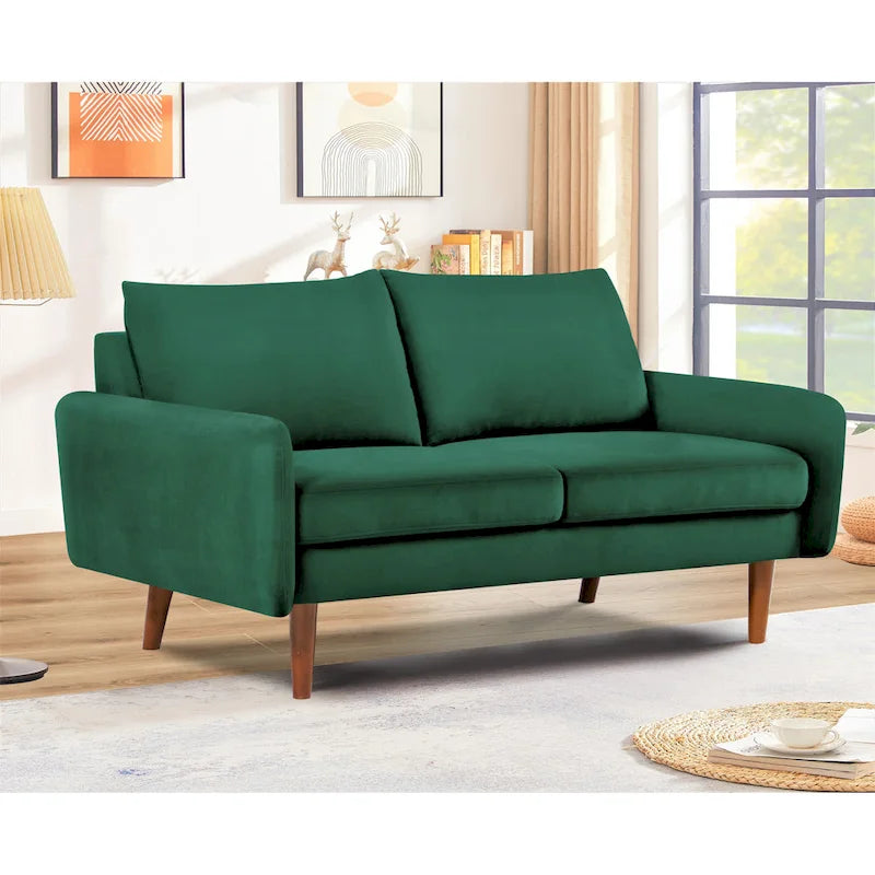 58W-Samtsofa mit spitz zulaufenden Beinen - moderner europäischer Stil