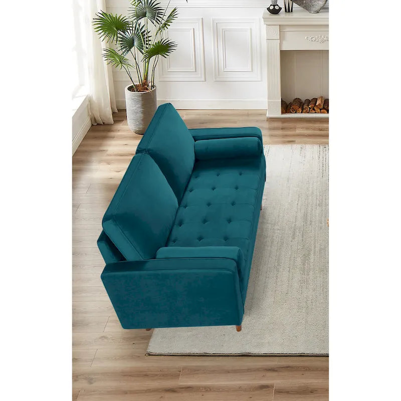 58W-Samtsofa mit spitz zulaufenden Beinen - moderner europäischer Stil