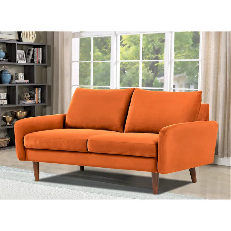 58W-Samtsofa mit spitz zulaufenden Beinen - moderner europäischer Stil