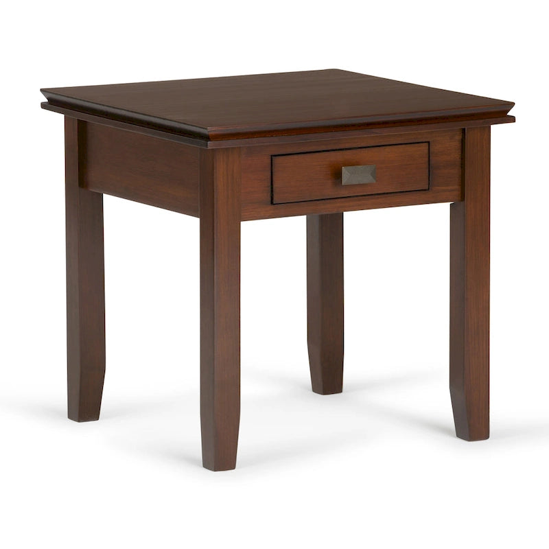 Solid Wood 21-inch Square Transitional End Side Table with Drawer