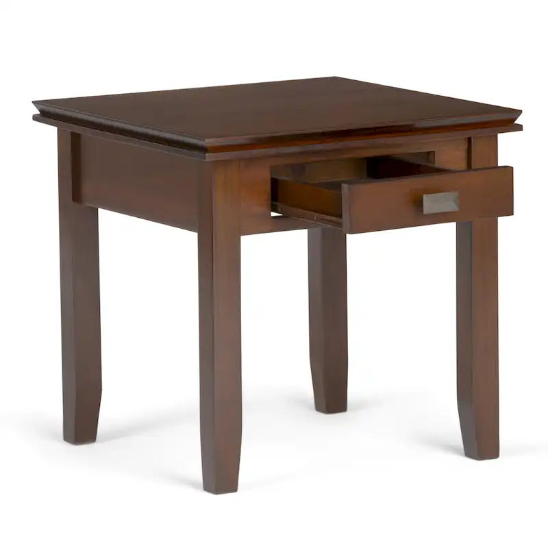 Solid Wood 21-inch Square Transitional End Side Table with Drawer