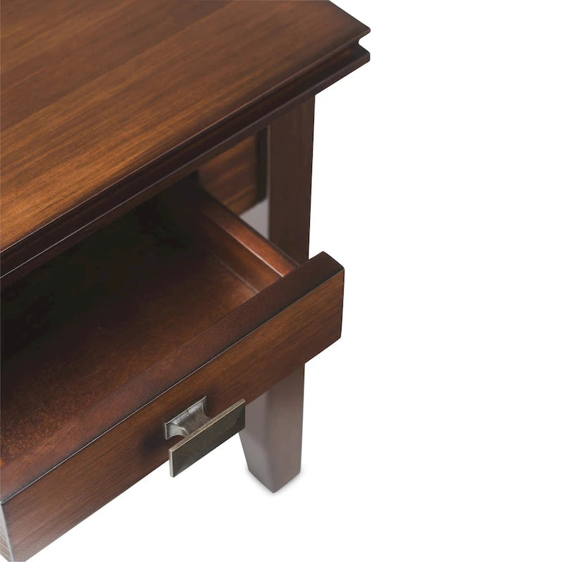 Solid Wood 21-inch Square Transitional End Side Table with Drawer