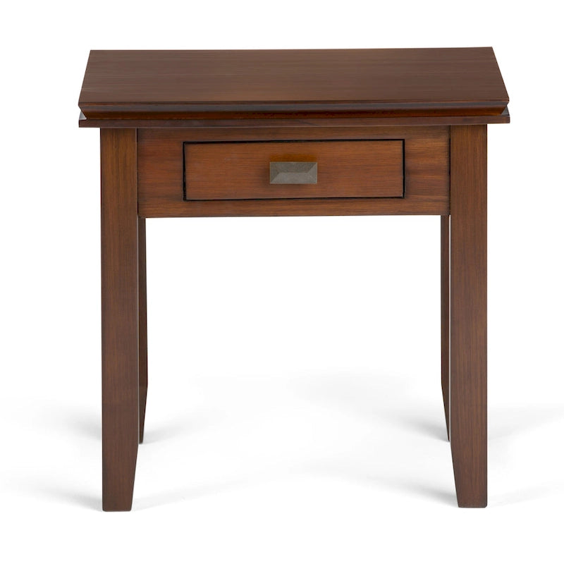 Solid Wood 21-inch Square Transitional End Side Table with Drawer