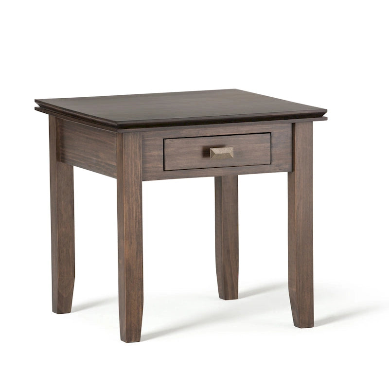 Solid Wood 21-inch Square Transitional End Side Table with Drawer