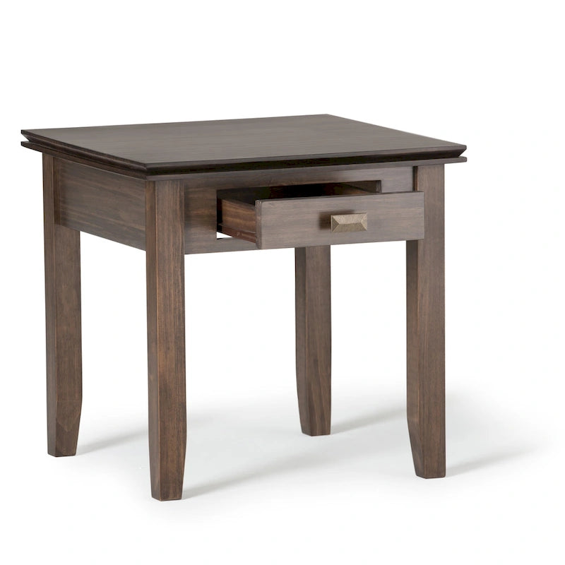 Solid Wood 21-inch Square Transitional End Side Table with Drawer