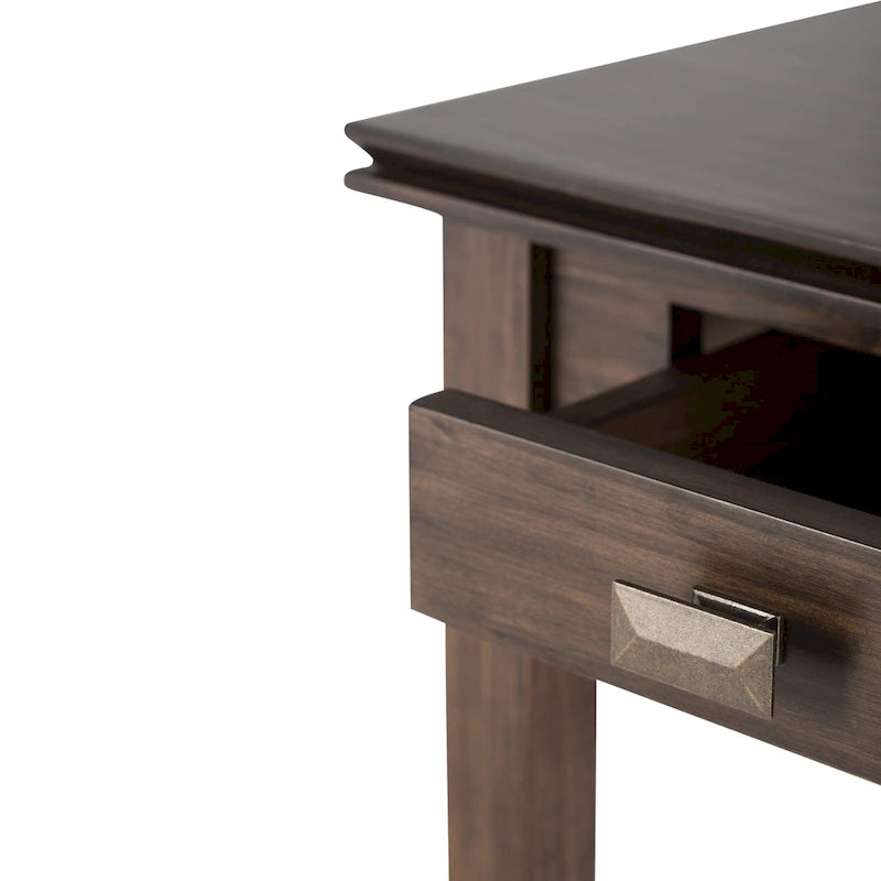 Solid Wood 21-inch Square Transitional End Side Table with Drawer