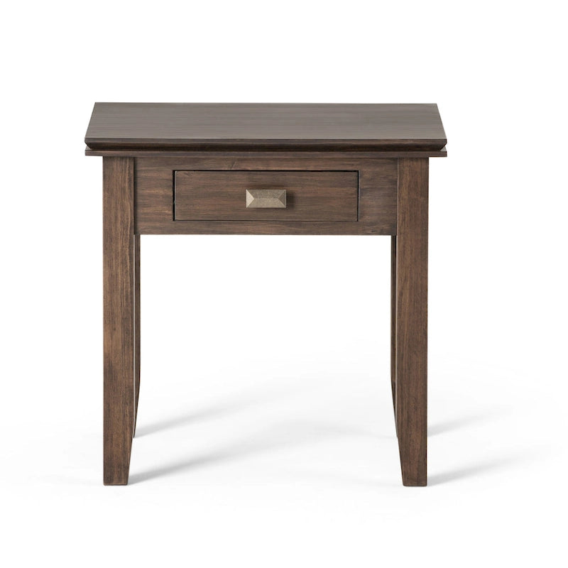 Solid Wood 21-inch Square Transitional End Side Table with Drawer