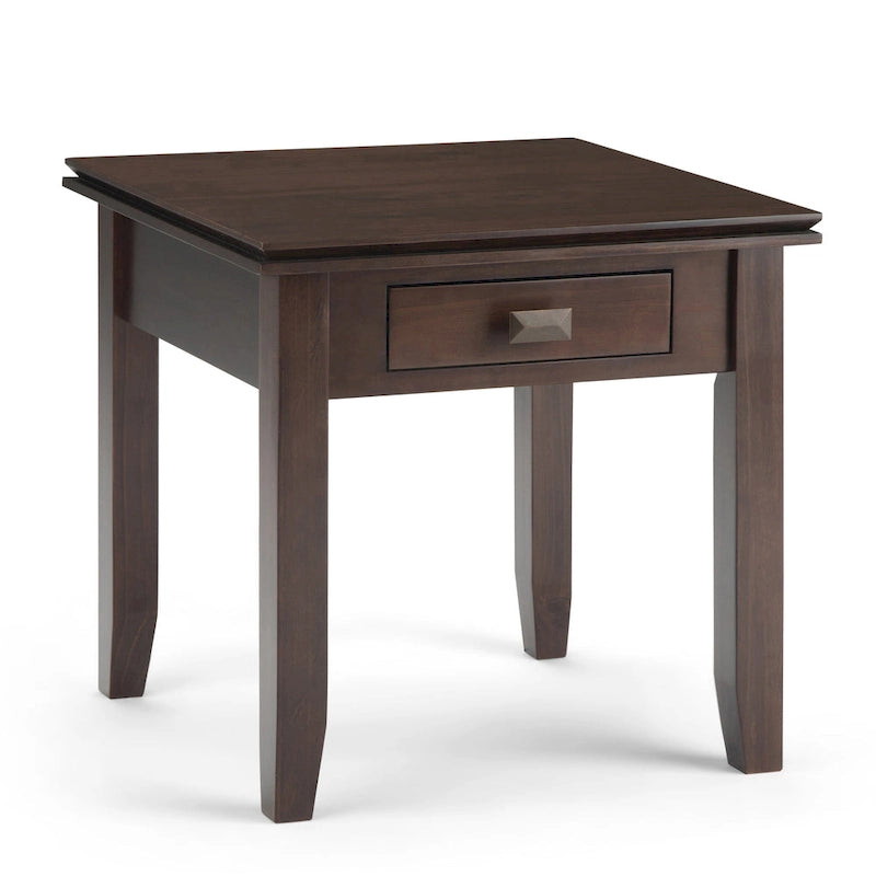 Solid Wood 21-inch Square Transitional End Side Table with Drawer