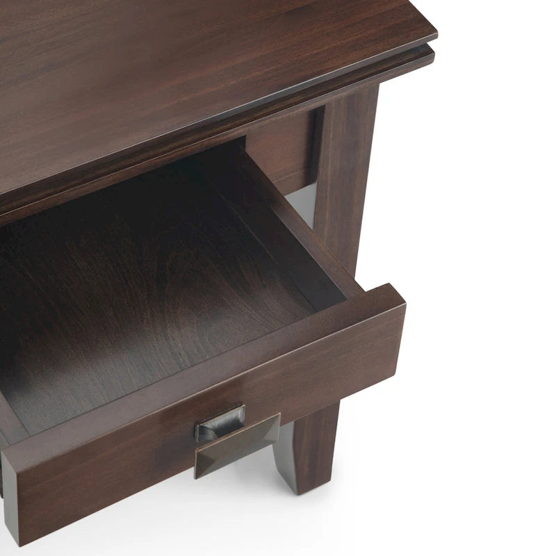 Solid Wood 21-inch Square Transitional End Side Table with Drawer