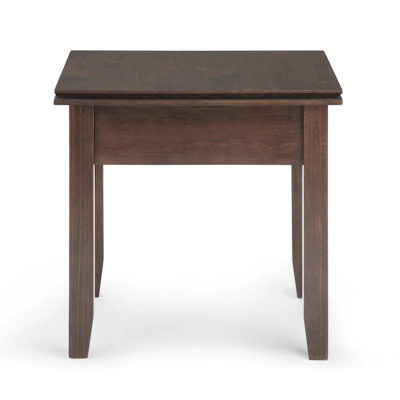 Solid Wood 21-inch Square Transitional End Side Table with Drawer