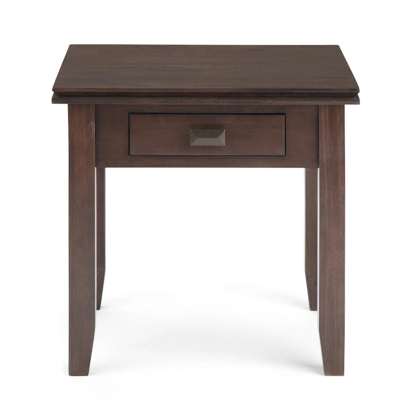 Solid Wood 21-inch Square Transitional End Side Table with Drawer