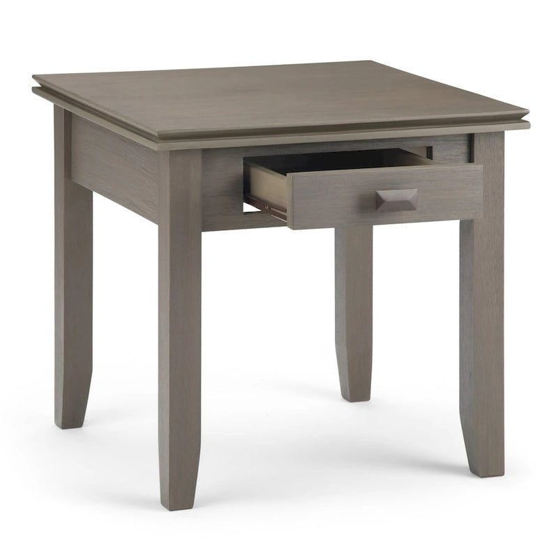 Solid Wood 21-inch Square Transitional End Side Table with Drawer
