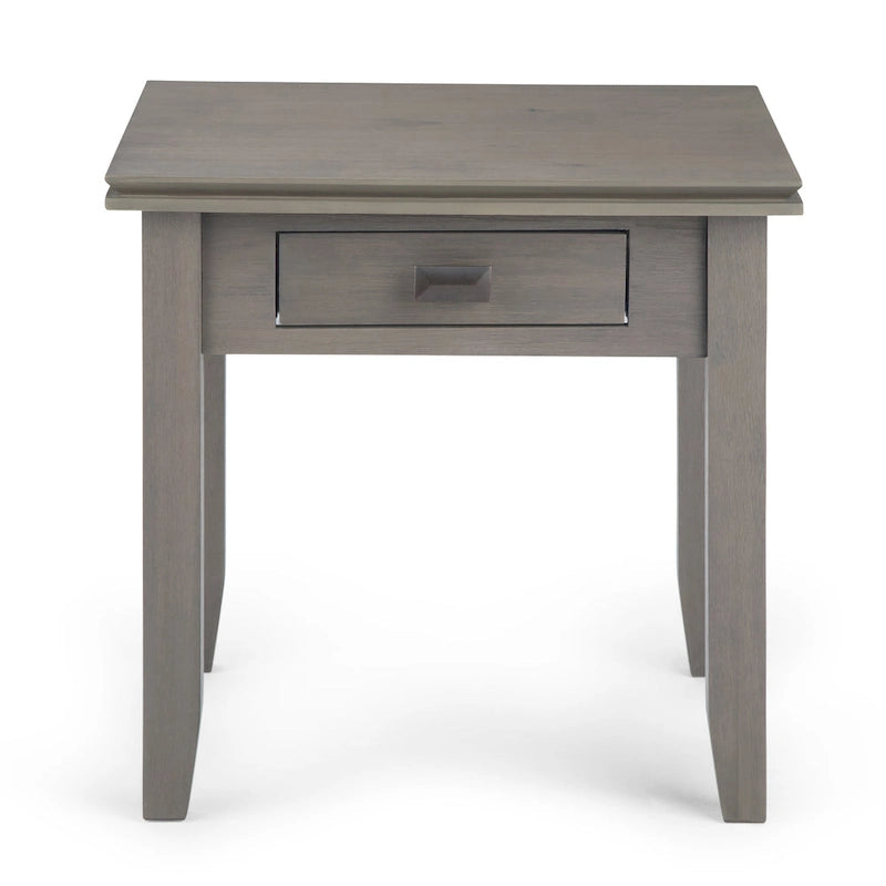 Solid Wood 21-inch Square Transitional End Side Table with Drawer