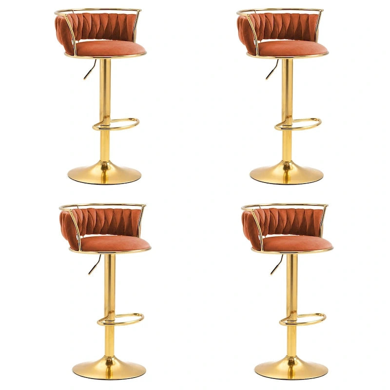 Tabourets de bar modernes réglables et pivotants en velours (lot de 4)