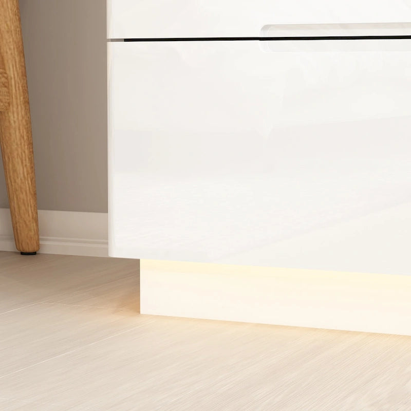 31.5 High Gloss Chest With Light Chest w/5 Drawers&Spacious Tabletop