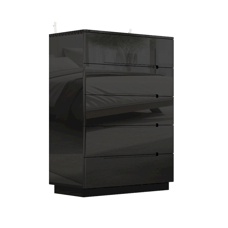 31.5 High Gloss Chest With Light Chest w/5 Drawers&Spacious Tabletop