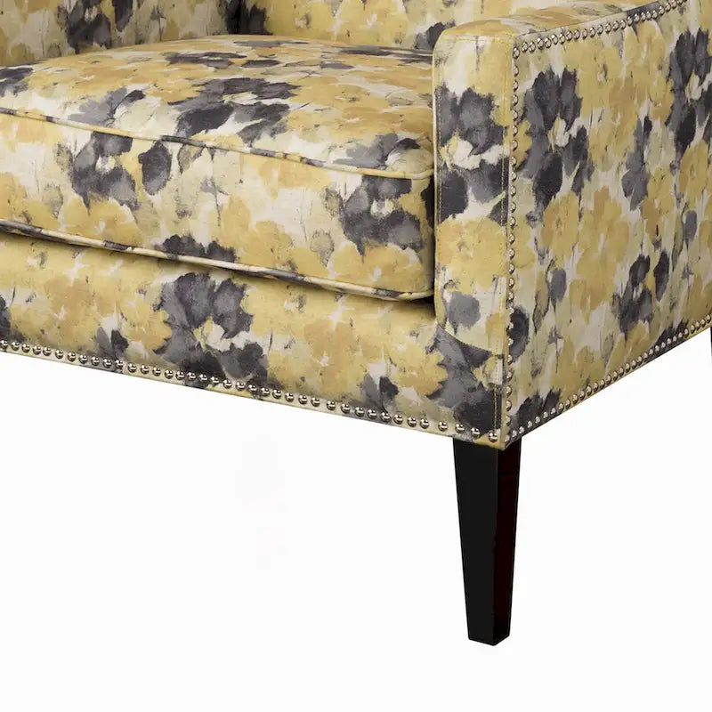 Weston-Sessel mit hoher Rückenlehne und gelbem Blumenmuster
