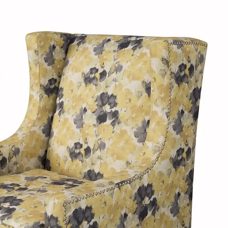 Weston-Sessel mit hoher Rückenlehne und gelbem Blumenmuster