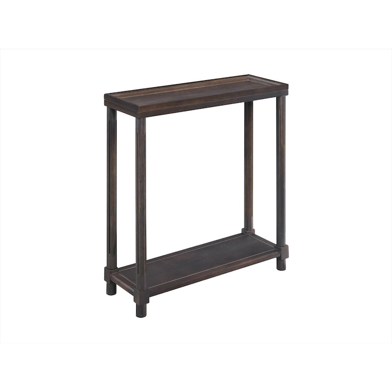 Tavolini laterali stretti in legno massello color espresso con spazio contenitore - Set di 2