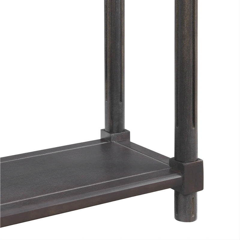 Tavolini laterali stretti in legno massello color espresso con spazio contenitore - Set di 2