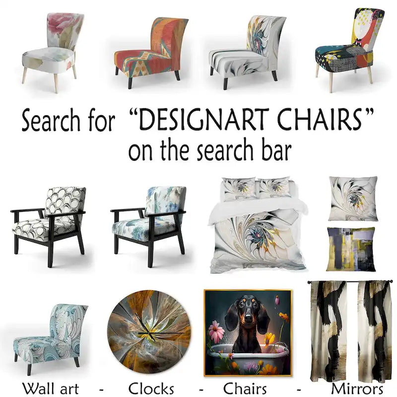Retro Abstract Upholstered Modern Geometric Accent Chair - Multi-Color