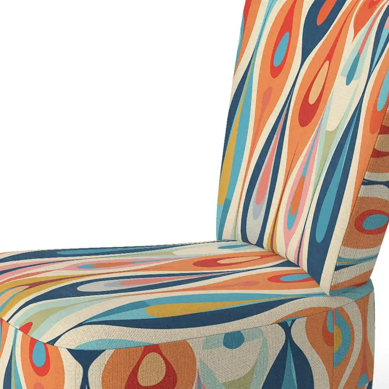 Retro Abstract Upholstered Modern Geometric Accent Chair - Multi-Color