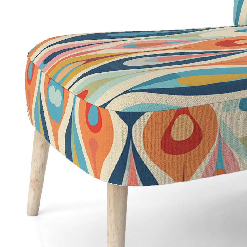 Retro Abstract Upholstered Modern Geometric Accent Chair - Multi-Color