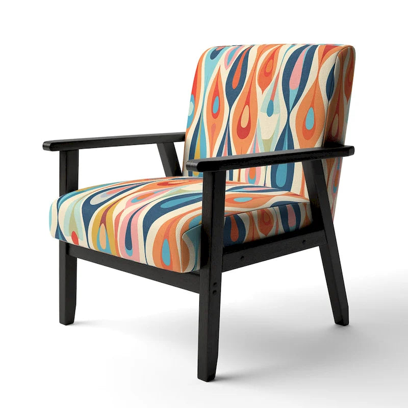 Retro Abstract Upholstered Modern Geometric Accent Chair - Multi-Color